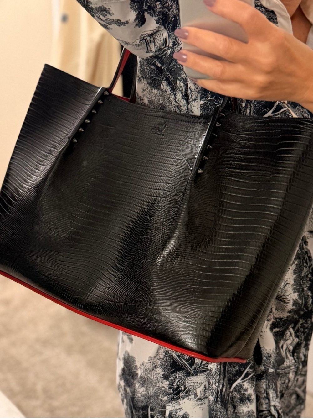 Christian Louboutin Black Tote with Red Interior - Picture 8 of 9